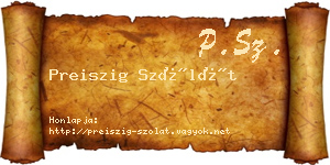 Preiszig Szólát névjegykártya